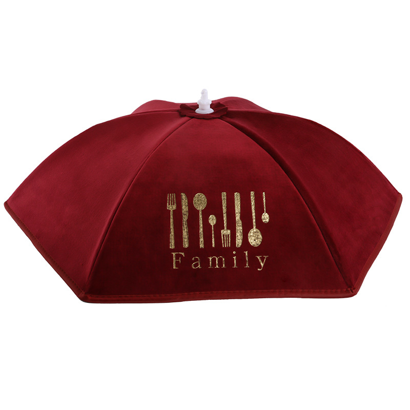 Dish Cover Household Fold Dish Cover Meal Insulation Dish Cover Winter Dish Leftovers Preservation Food Cover kichen gadget: Wine-red-L