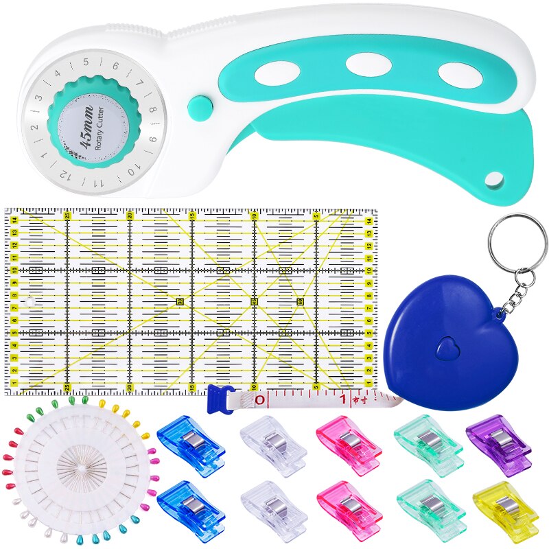 KAOBUY Rotary Cutter Set With Quilting Acrylic Ruler Positioning Needles Clip Accessories leather Cutting Tool Set