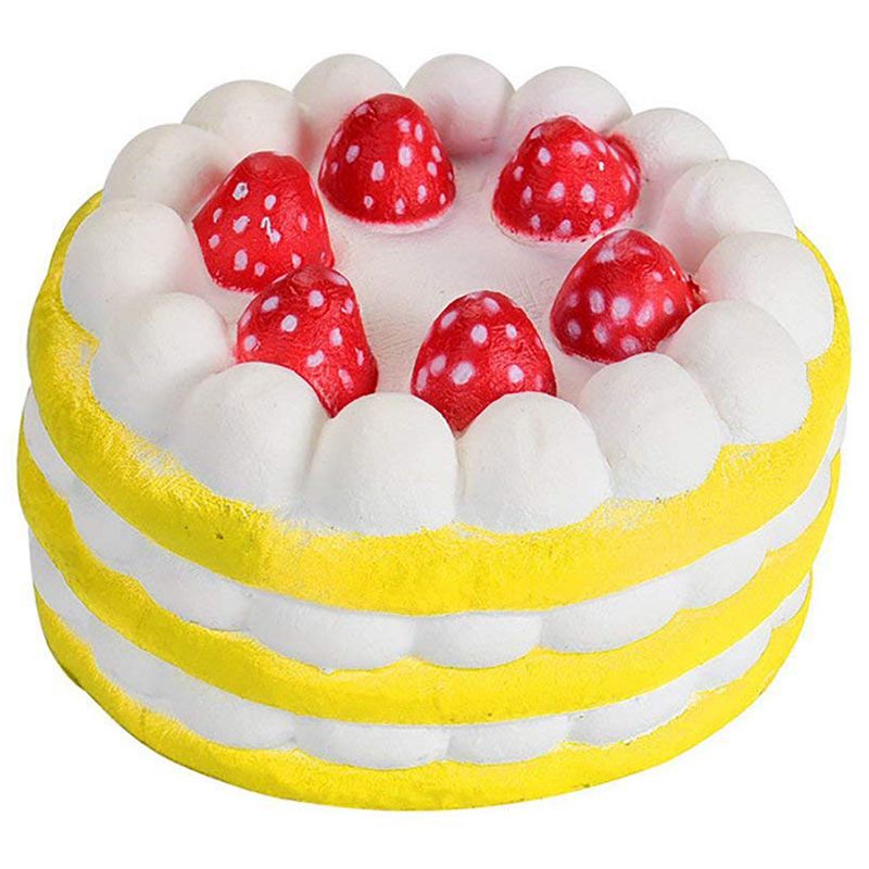 Squishies Kawaii Strawberry Cake Toys Anti-Stress Toys Slowly Rise Pressure Relieve Children Adult Toys (Yellow)