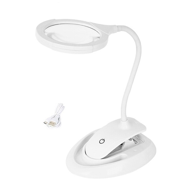5X 10X Rechargeable Magnifying Glass with Stand & Clamp ,Brightness Adjustable Y4QC