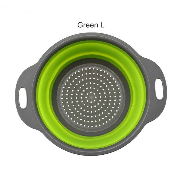 Escurridor de lavado plegable con mango cesta de filtro para verduras de fruta colador plegable de silicona contenedor de herramientas de almacenamiento de cocina