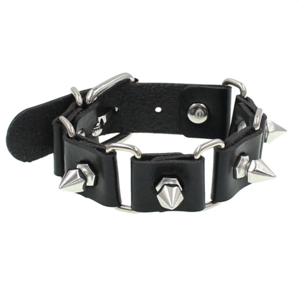 cuadrado redondo de cuero PU gótico esqueleto cráneo Punk remache estrella pulsera cadenas Retro brazalete pulsera joyería de navidad: Oro champán