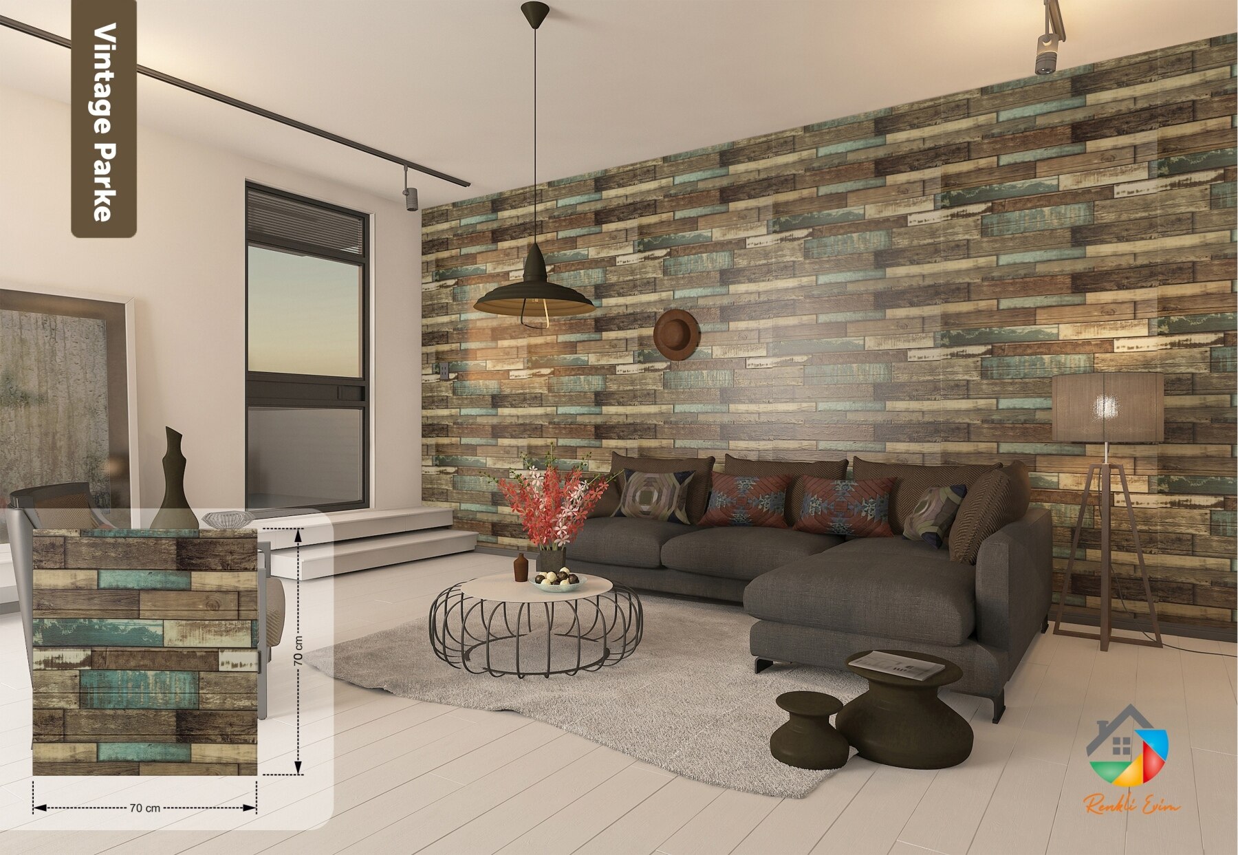 10 pcs Self-adhesive wall panel vintage hardwood