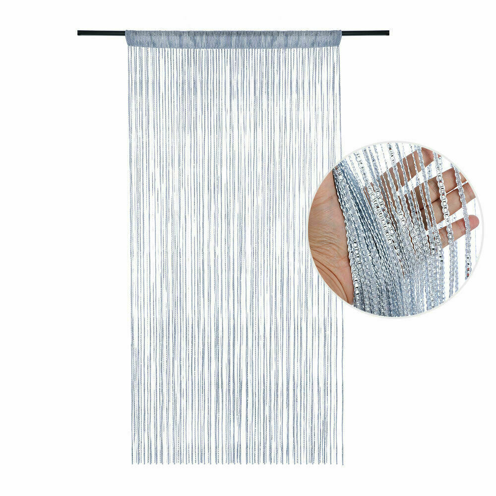 100*200cm dør vinduer hængende beaded decors gardin snor sommer flue insekt skærm kvast panel gardiner: Sølv