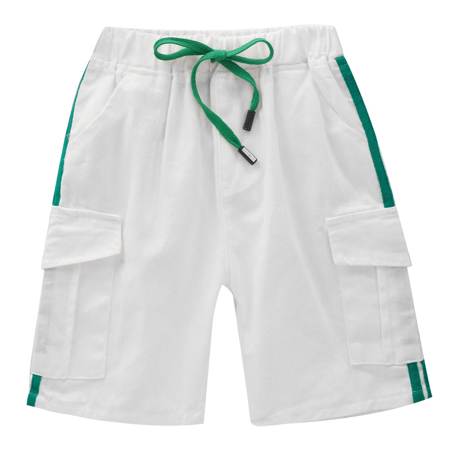 Pantaloncini da bambino Casual tinta unita pantaloni elastici in vita da ragazzo pantaloni estivi al polpaccio pantaloni per bambini pantaloni morbidi vestiti quotidiani per bambini: White / 130