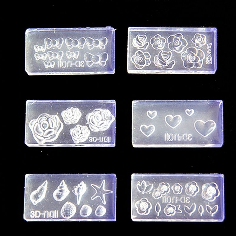 6 unids/set 3D Stereo Mini tallado de flores molde Nail Art molde Plantilla de silicona molde DIY herramienta de fabricación