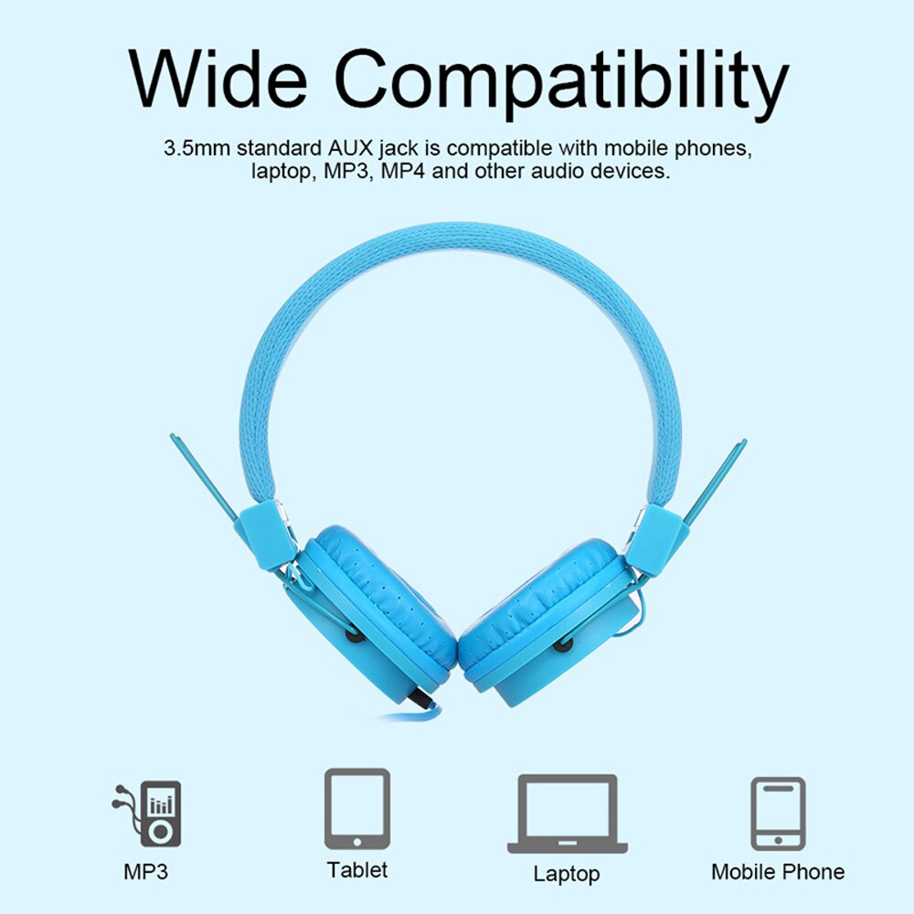 Luxury Headband Wired Big Headphones with Mic Portable Foldable On-Ear Headset with Microphone for Phones xiaomi PC Girls Kids