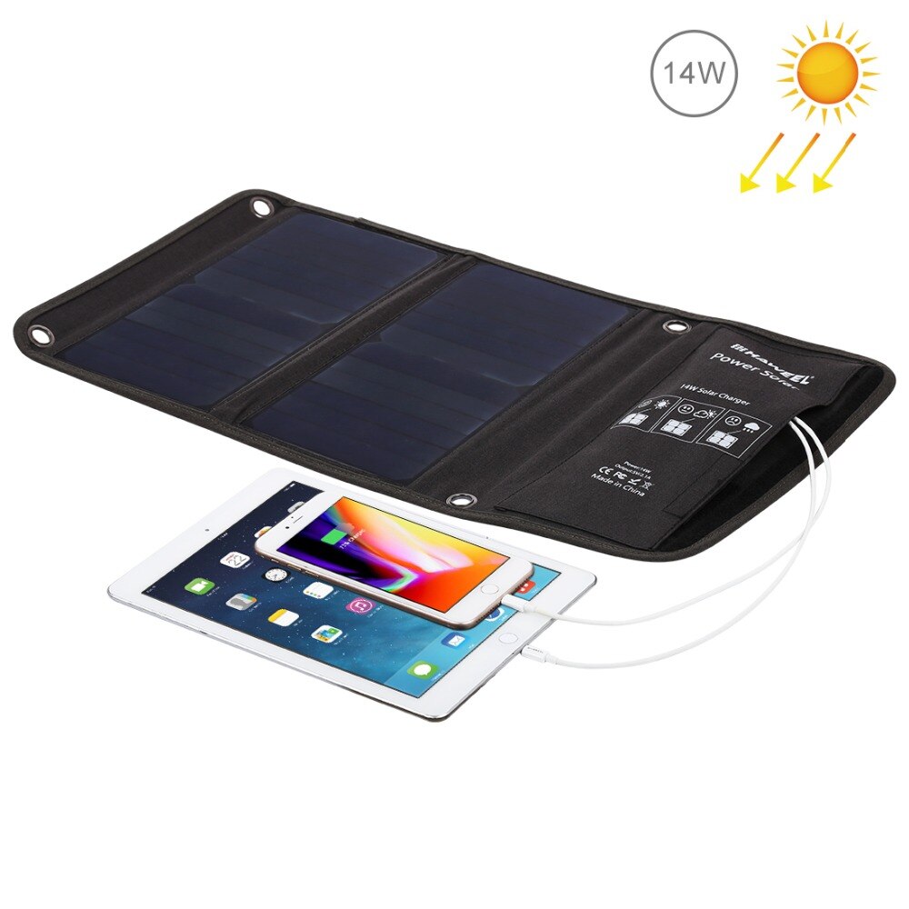 Haweel 14W 21W 28W Portable Solar Charger Voor Mobiele Telefoon Camping Reizen Opvouwbaar Zonnepaneel Lader Met dual Usb-poorten: HWL2702  14W