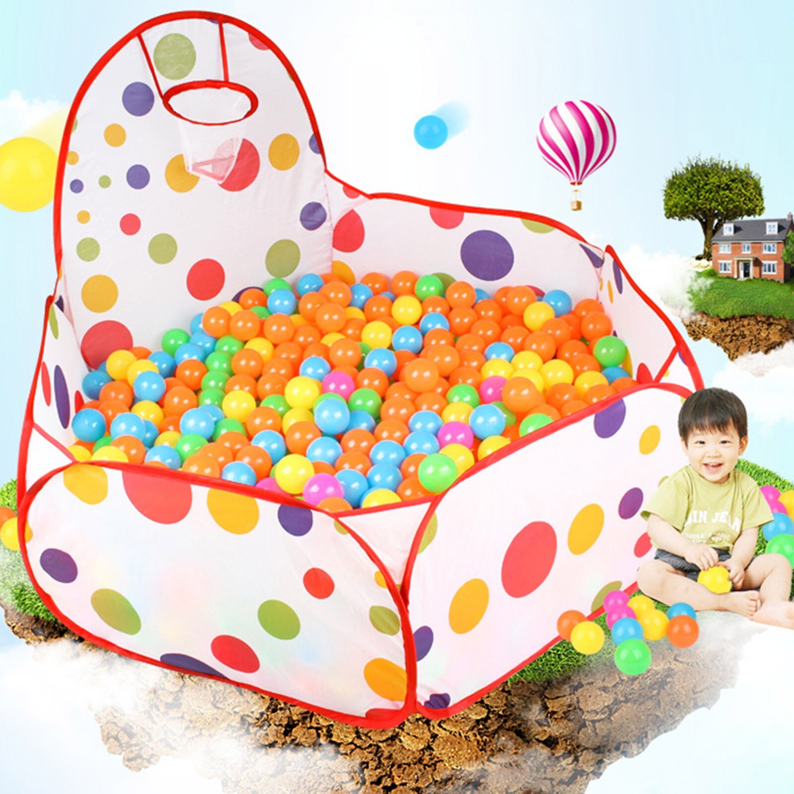 Ballenbad Pit Met Mand Kinderen Speelgoed Oceaan Bal Playhouse Baby Kinderbox Tent Outdoor Speelgoed Voor Kinderen Opvouwbare Ballenbak: Default Title