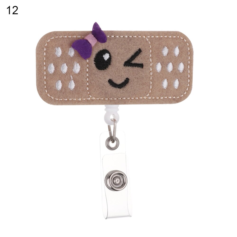 1pc klud sygeplejerske udtrækkeligt badge pull spænde hjul clip sød tegning bandage stil studerende id-kort badge holder: 12