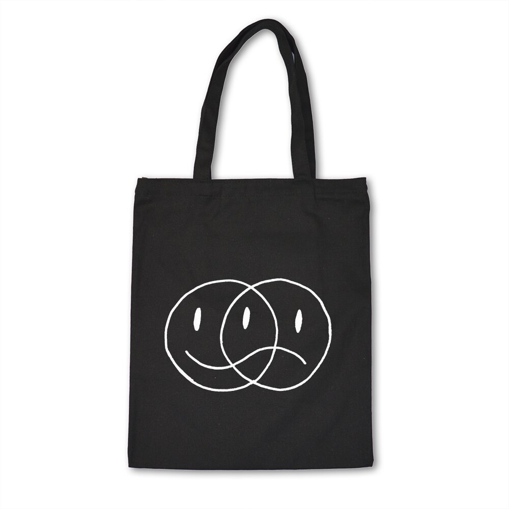 Fourre-tout décontractés ligne Art impression femmes toile sacs à bandoulière grandes dames sac à provisions sacs à bandoulière sac à main pour femmes Eco Shopper: F235BLACK