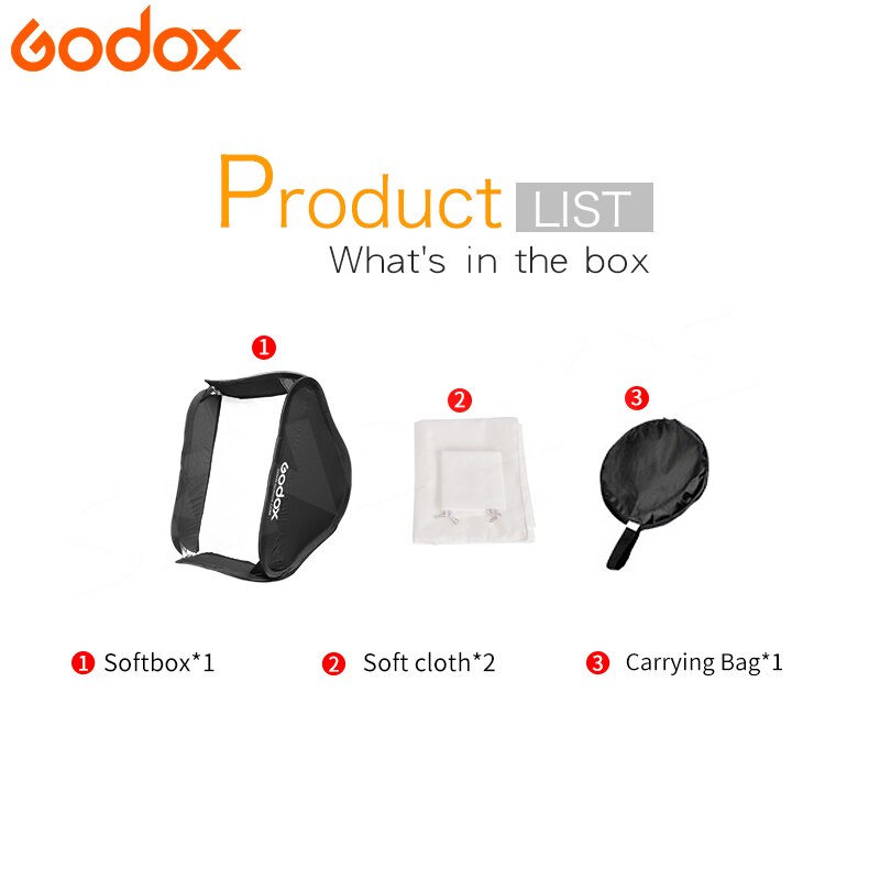Godox 60*60cm Softbox Flash diffuseur Photo vidéo Studio boîte souple pour Flash Flash lumière sans support de type S support Bowens