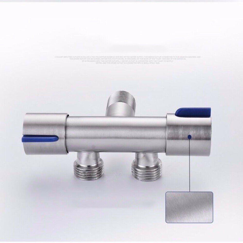 Double Handle Stainless Steel Cold Water Faucet One-In And Two Out Three-way Angle Valve Diverter Washing Machine Special Faucet