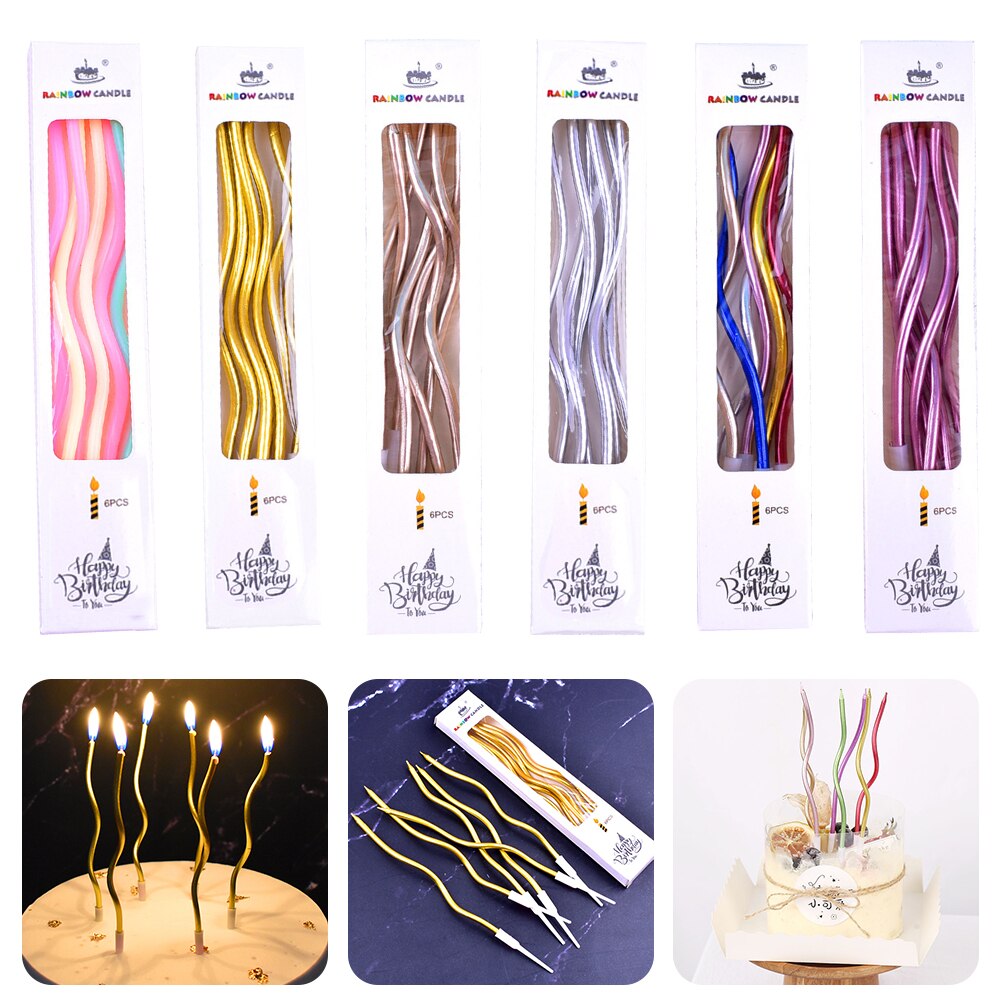 Threaded Birthday Cake Candle Curved Cake Birthday Candles Long Thin Candles For Birthday Wedding Party Decorations Supplies