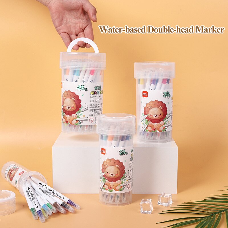 MOKEELO Water-based Double/Twin Headed Markers 12/24/36/48 Colors Sketch Anime Drawing Markers Art Markers Pen Stationery 990