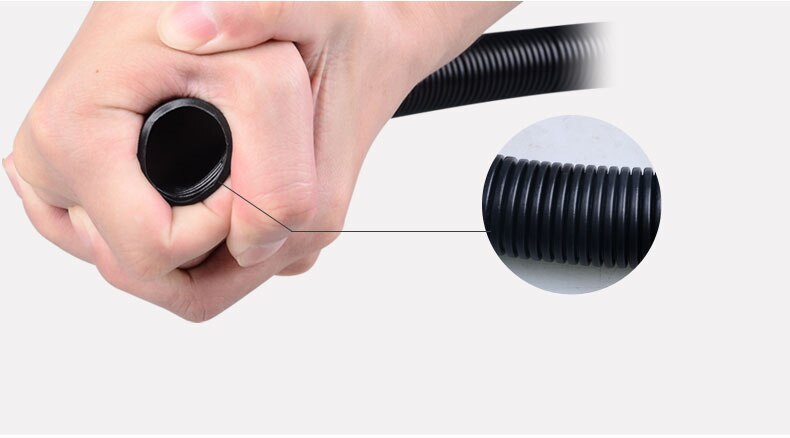 Flexible Insulate Black Polyethylene Corrugated Tube Hose Pipe 7/10/13/15/21/25mm Dia Cable Conduit Plastic Split Tubing 10m