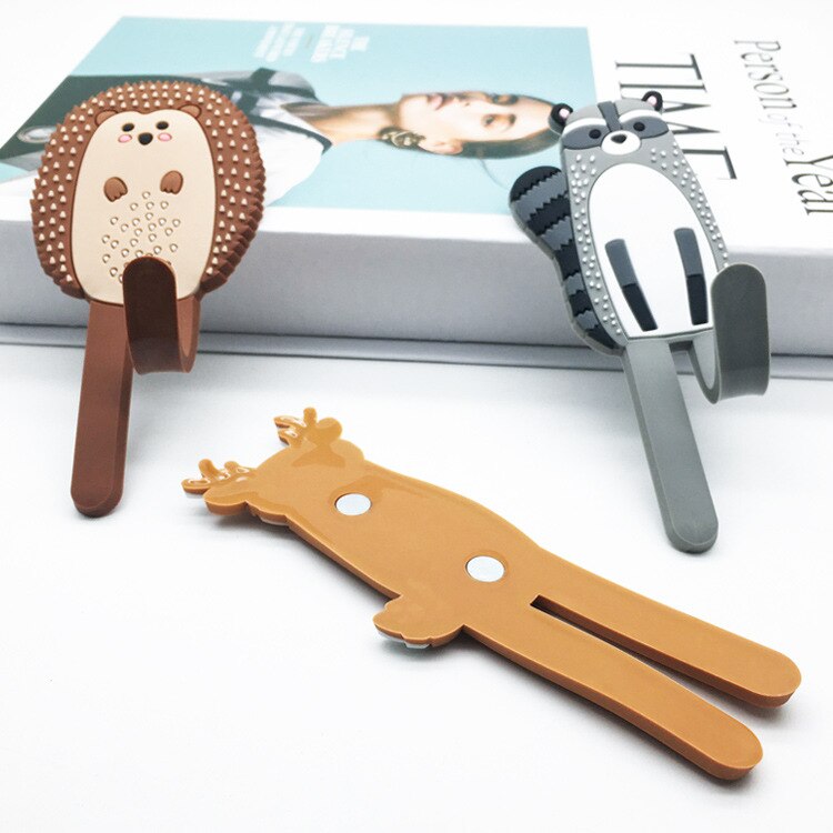 Cute Animal Magnetic Hooks Removable Fridge Sticker Refrigerator Message Non-trace Magnet Coat Hanger Key Holder Storage Hook