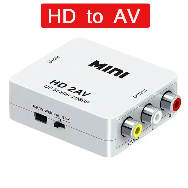 1080P RCA AV Zu HDMI-kompatibel HD zu AV Verbund Adapter Konverter AV2HD Audio Video Kabel CVBS AV Adapter mit USB Kabel: Blau