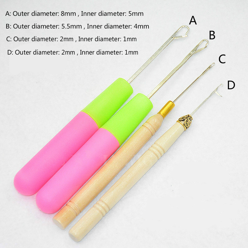 1Pcs Plastic Crochet Braid Needle Wooden Hair Extension Tools Wig Hook Needle Threader Knitting Hair Crochet Needles Accessories