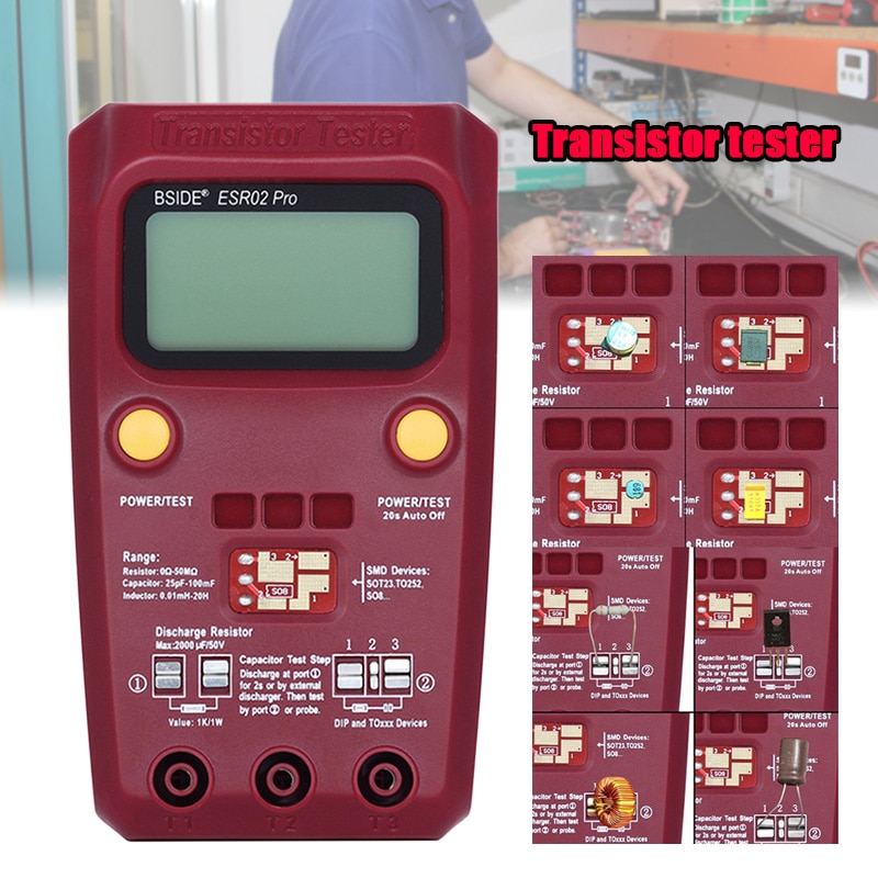 Digitaler Transistor-Tester BSIDE ESR02 Pro – Misst Kapazität, Induktivität, Widerstand, Automatische Pin-Erkennung