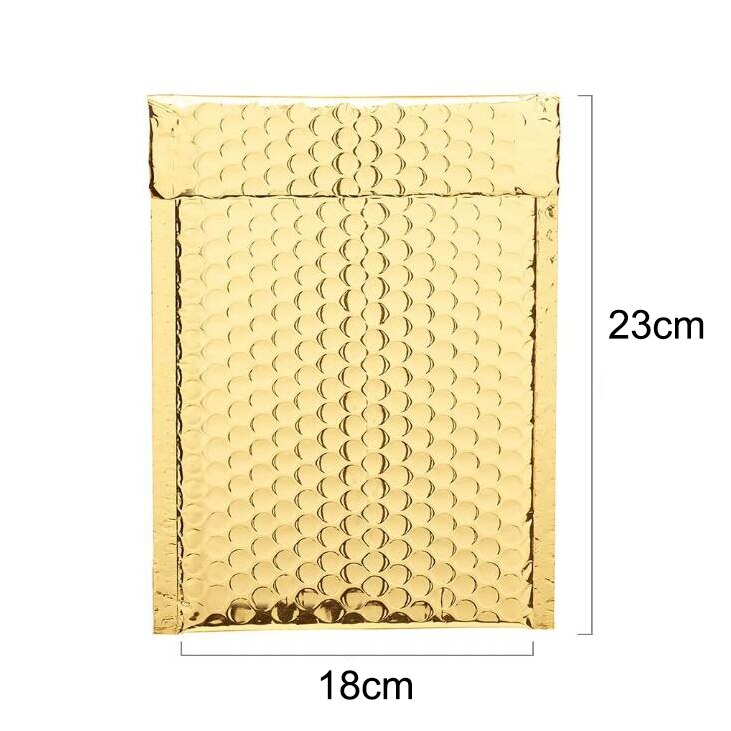 Sacos de empacotamento da selagem do envio resistente acolchoado do selo do auto dos sacos do mailer poli da bolha de 10 pces para o negócio: Gold 18X23cm