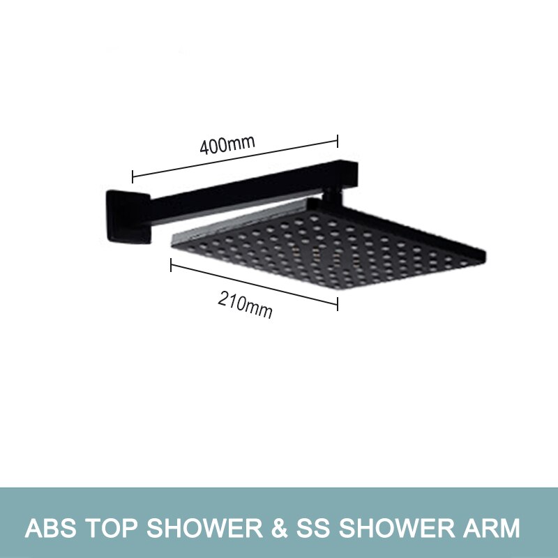 Black Square Rain Shower Head Bath Hand Held Shower Bathroom Adjust Shower Holder Water Saving Handheld 3 Modes Switch Sprayer: Top Shower Set