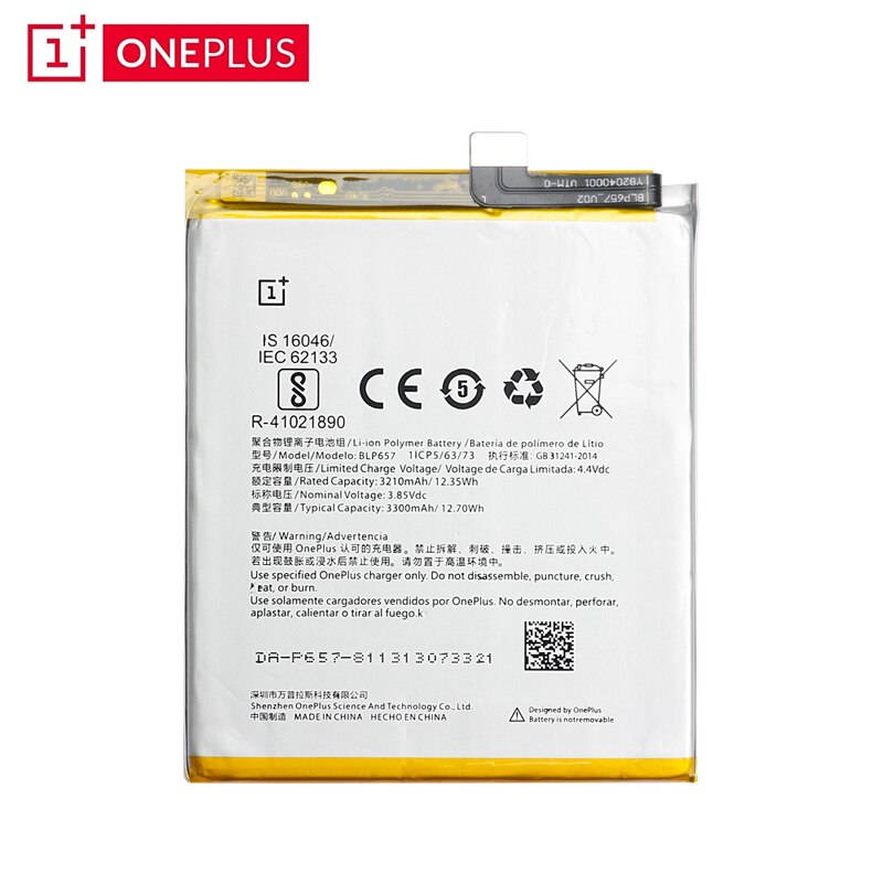 Original Oneplus 6 A6001 Telefon Batterie BLP657 3300mAh Hohe Kapazität eins Plus Telefon Batterien Kostenloser Werkzeuge Telefon AKKU