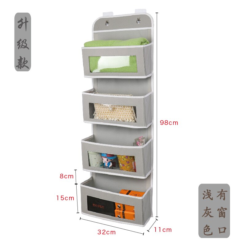 Artículos para el hogar simples, organizador de 4 bolsillos para colgar en la pared, armario, bolsa de almacenamiento sobre la puerta, organizador de juguetes, bolsa, colgador: Light gr98X32X12cm