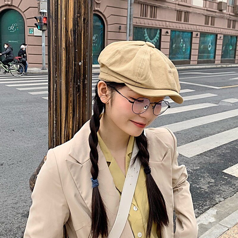 Sombrero octogonal de artista británico para hombre y mujer, gorro Retro de , boina de pintor, de primavera y verano