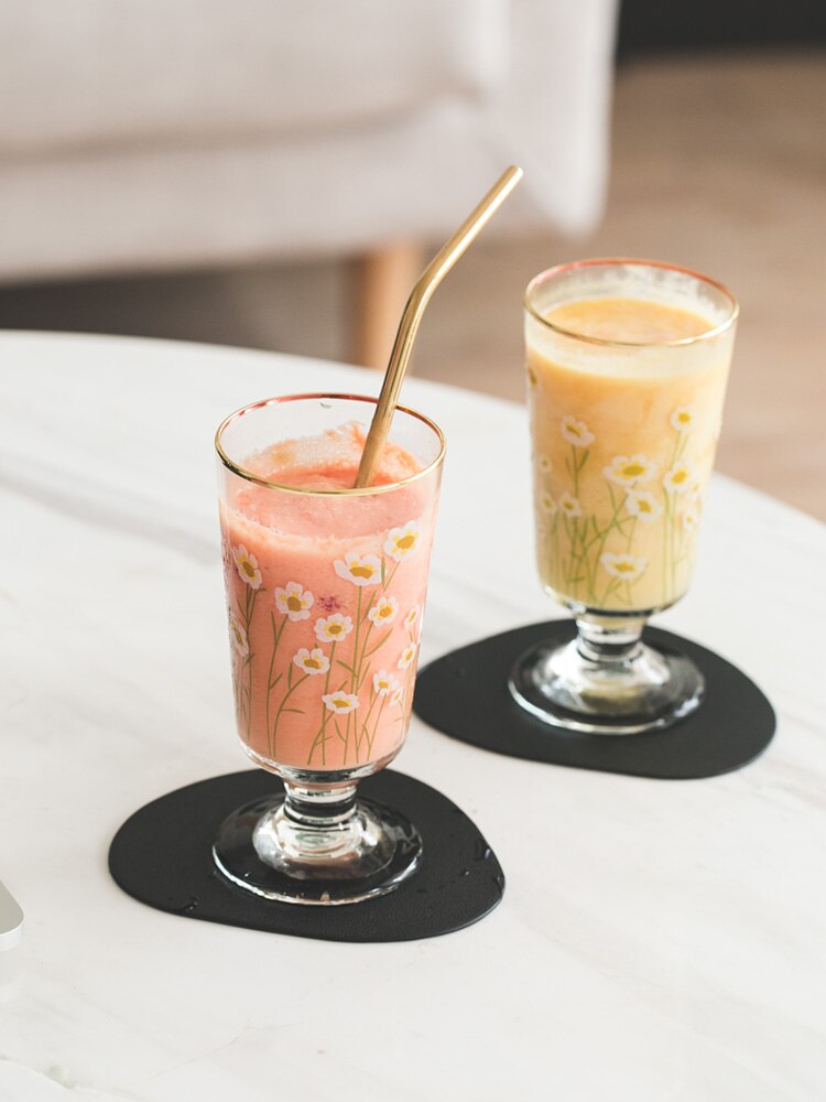 Taza De Cristal con forma De flor De café, vaso De Cristal con De leche coreana, para helado De té, postre, gazen, Cristal, cocina, DE50BL