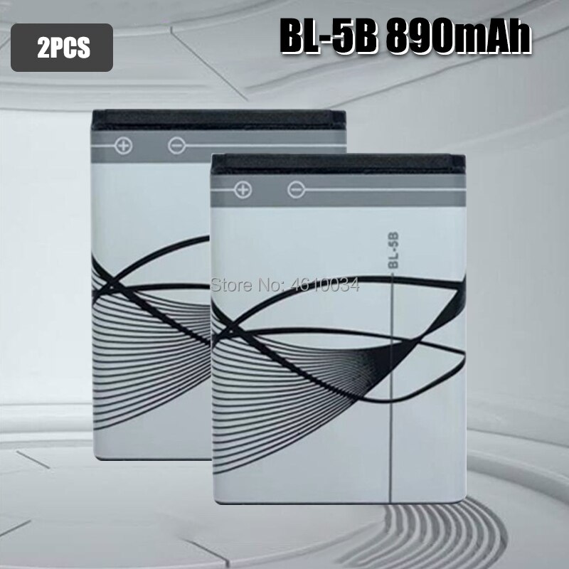 BL-5B-Batería de repuesto de iones de litio recargable integrada, 3,7 V, 890mAh, con celdas de batería, protección PTC, para Nokia 3220 / 3230: 2pcs