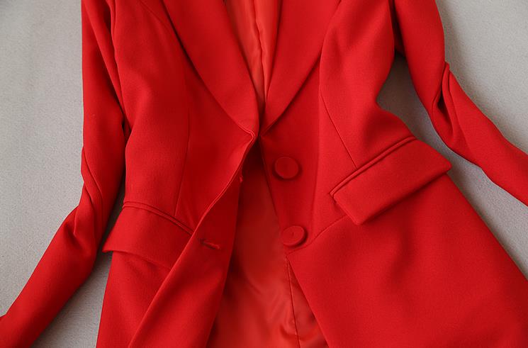 Autumn Business Uniform Women Red Pant Suits Two Piece Set Slim Double Buckle Jacket Office Work Pants Set Mujer