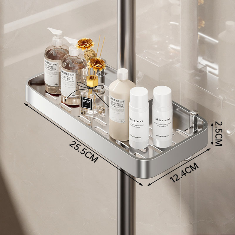 Estante de almacenamiento para baño, Gel de ducha, champú, varilla de elevación, bandeja extraíble, soporte para jabón sin perforación, estante de ducha: Borgoña