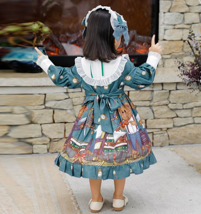 Lolita meisjesjurk in de stijl van een schattige beer met lange mouwen en een hoofdband  e20264 kinderen