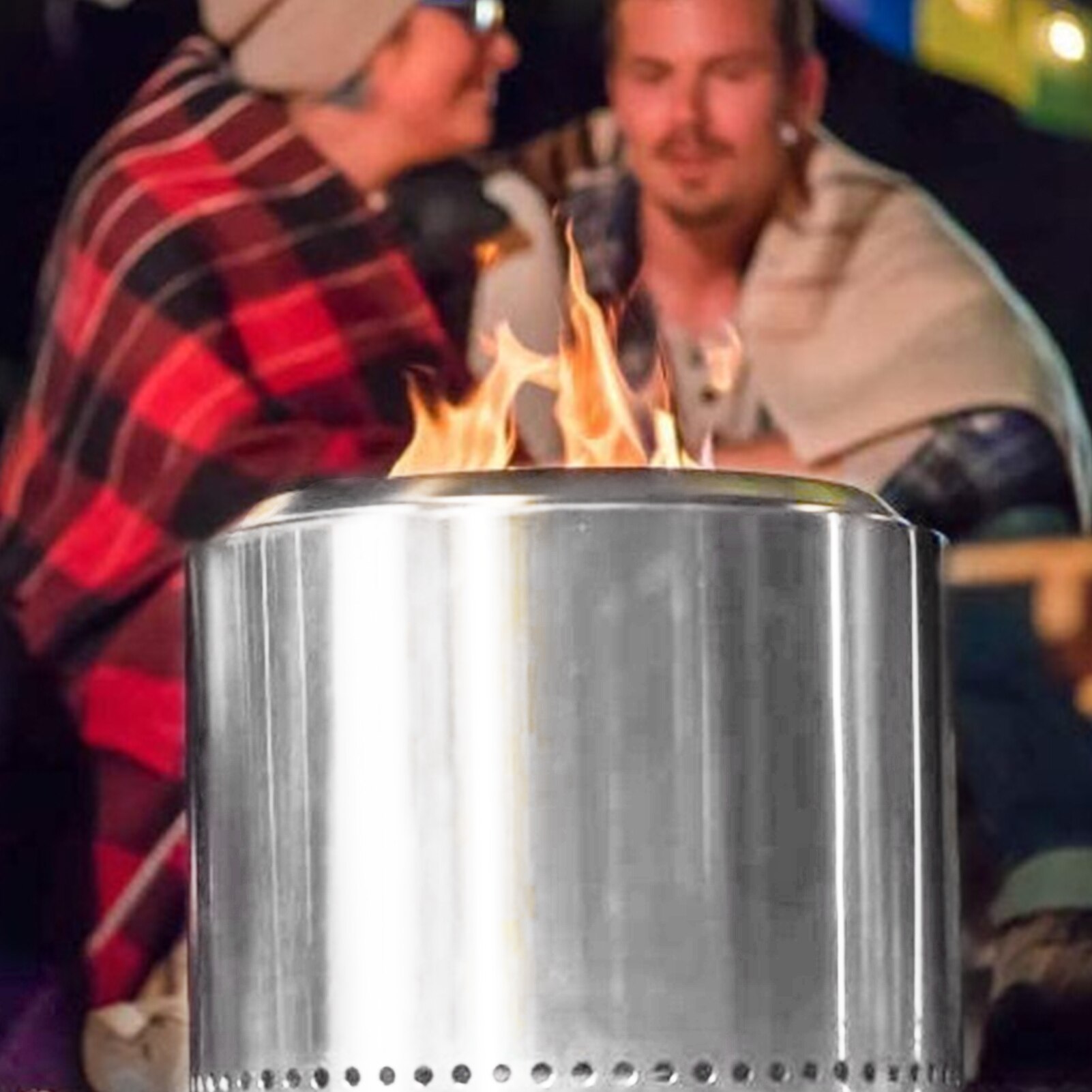 Miljøopvarmning rustfrit stål trækul ovn bærbar praktisk udendørs sølv ildkasse til rv rejse camping