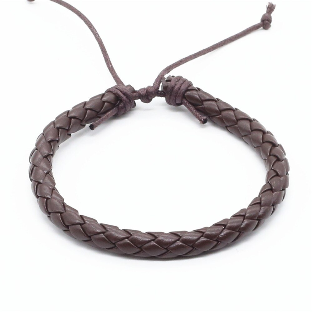 100 stks/partij Mode Wrap Handmde Touw Braid Weave Vrouwelijke Femme Homme Mannelijke PU Lederen Mannen Armband Voor Vrouwen sieraden: 100 brown