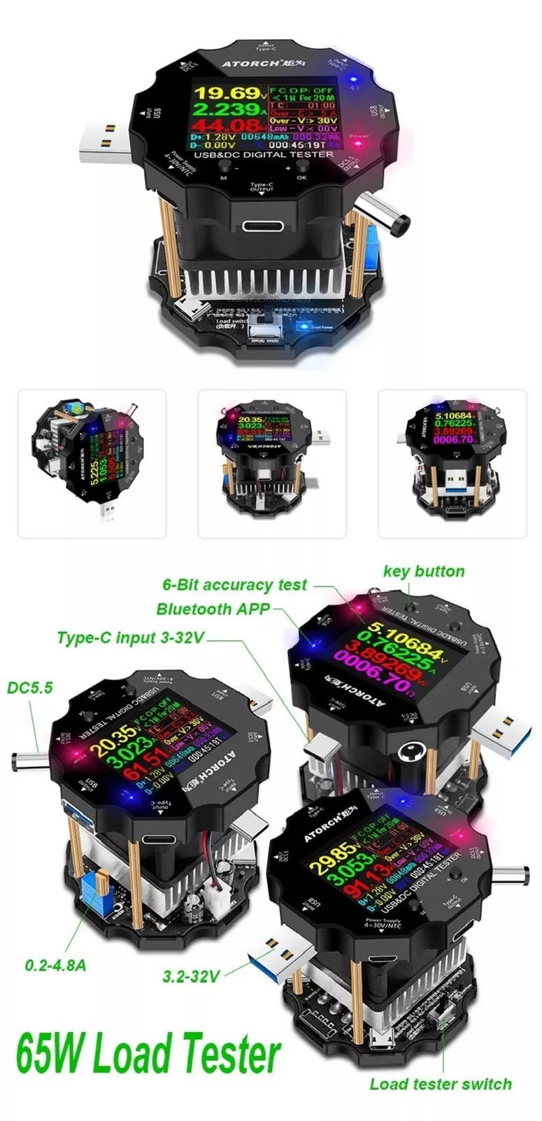 Indicator Battery Cell Tester Ud18l Chinese Parameters Volt Button Checker Battery Capacity Tester 65w Adjustable Constant Curre