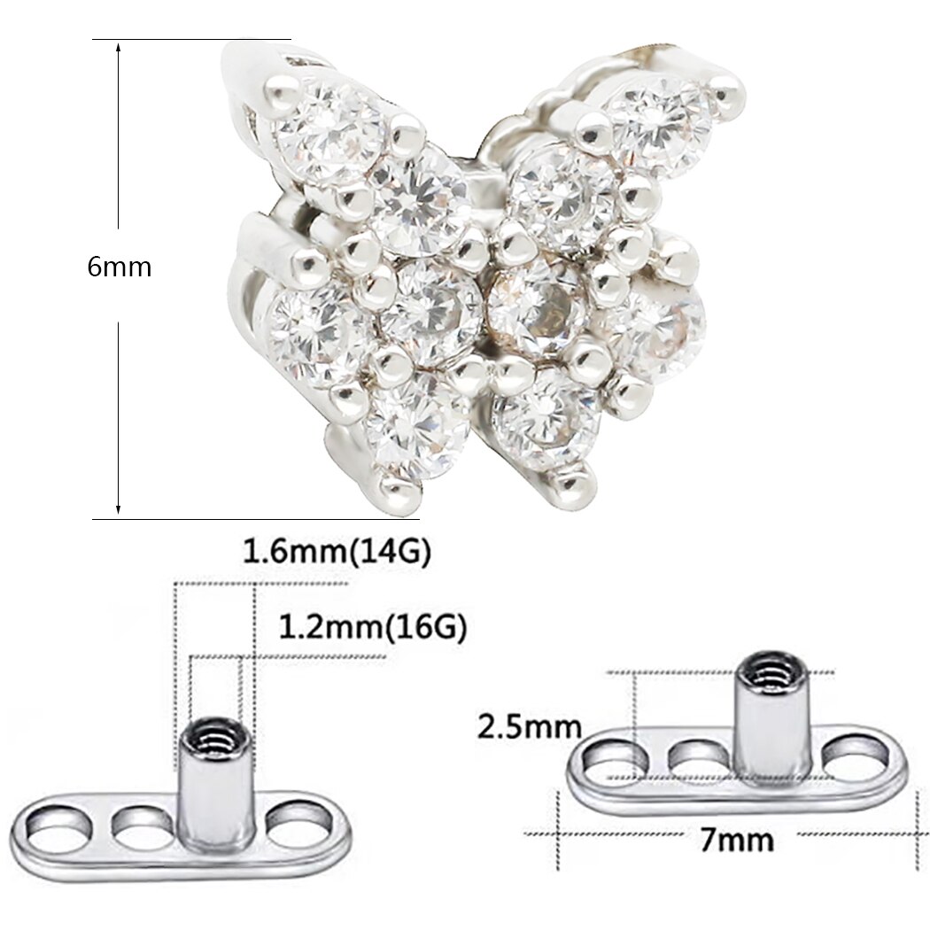 MUSI 2mm Dermal Anchor G23 Titan Körper Schmuck