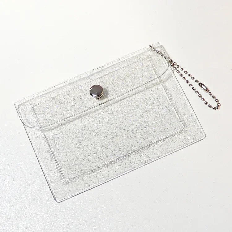 Porte-cartes en PVC transparent étanche pour hommes et femmes, porte-cartes de visite, sac pour cartes de crédit, mini portefeuille, porte-monnaie pour filles,: Beige