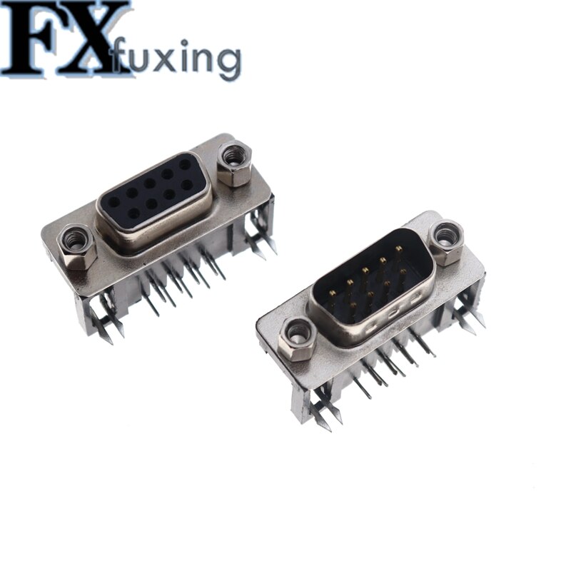 10PCS DB9 Female Male PCB Mount D-Sub 9 pin PCB Connector RS232 Connector 90-degree bent needle DR9
