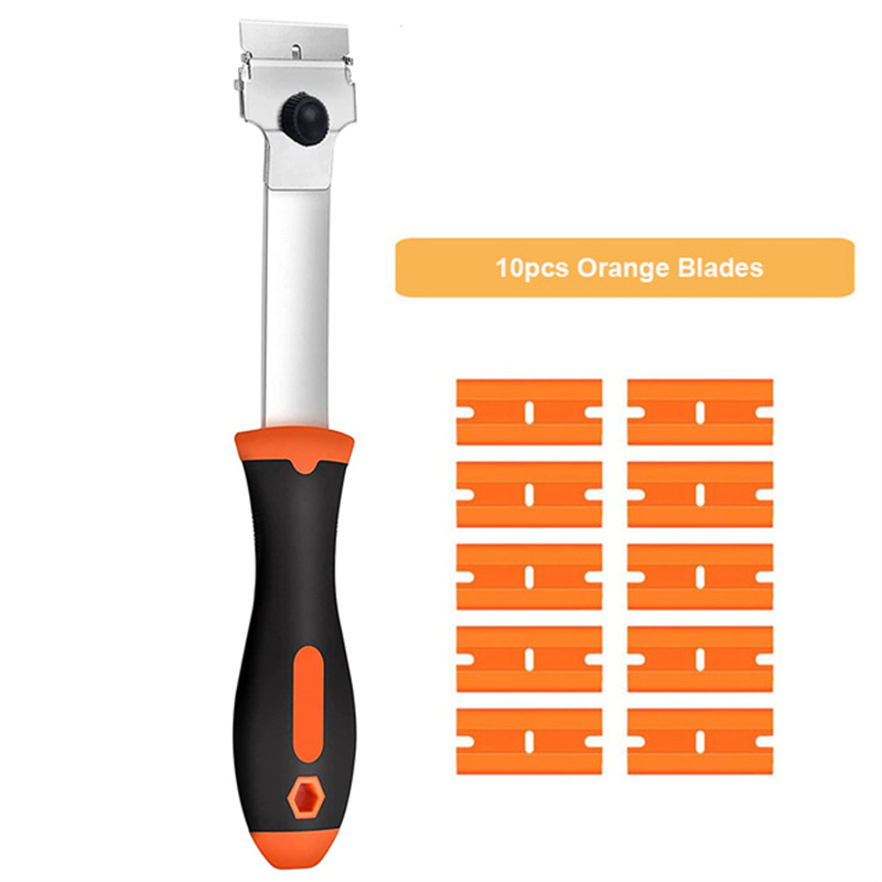 Multi-Purpose Mini Razor Blade Scraper Set Cleaning Tool for Scraping Labels Decals Stickers Auto Glass Cooktop Stove Window: Brown