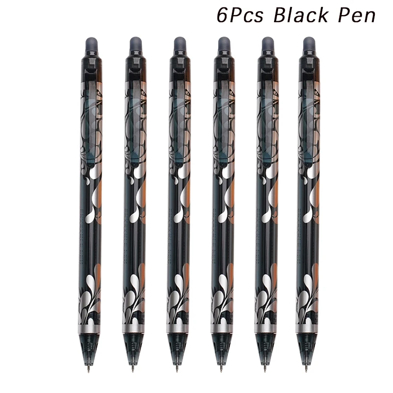 Large Capacity Ink Erasable Pen 6-color Push Gel Pen Set 0.5mm Transparent Colors Pen Office Writing Supplies Kawaii Stationery: Chocolate