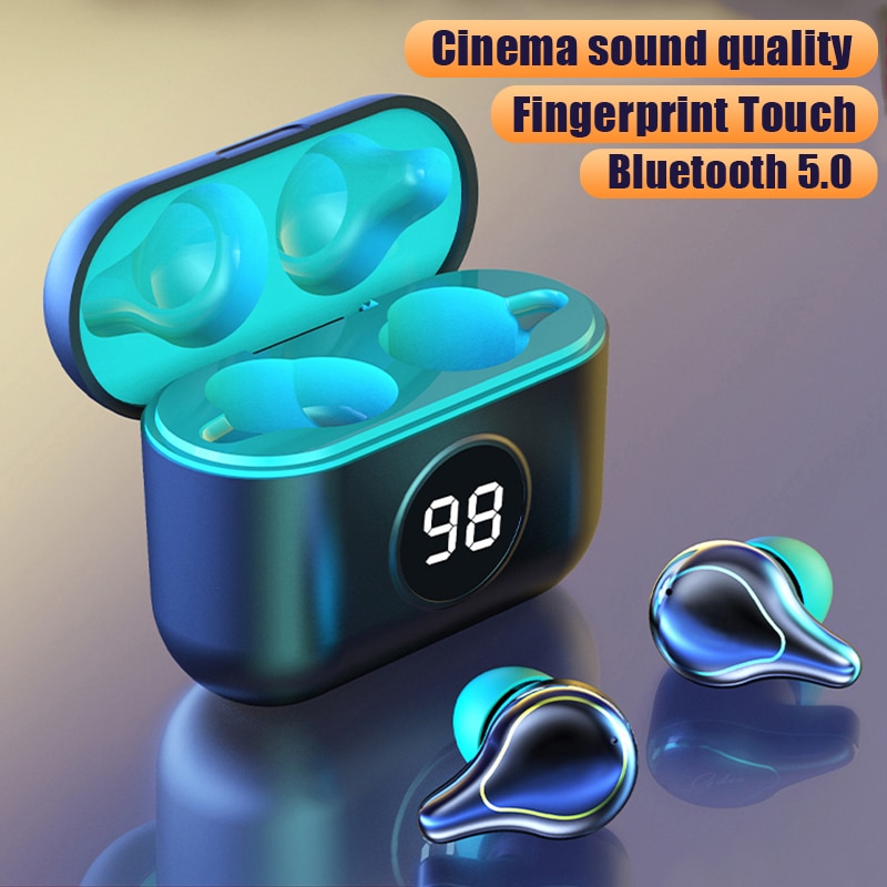 H & A Draadloze Bluetooth Koptelefoon 5.0 Touch Control Draadloze Hoofdtelefoon Met Mic Sport Waterdichte Mini In-Ear Oortelefoon oordopjes