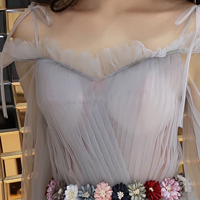 noble ladies long-sleeved trailing annual meeting hosted fairy dress sling long female banquet evening dress