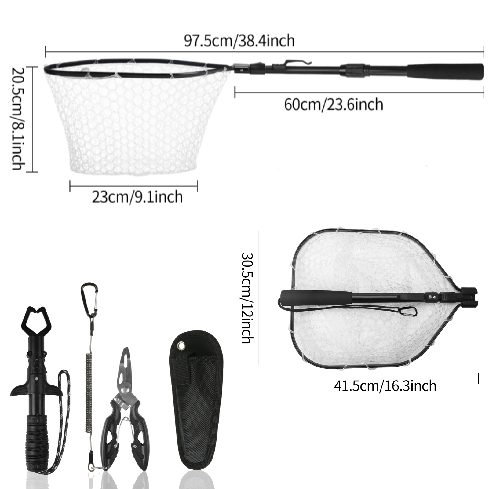Kit de herramientas de pesca, red de pesca con alicates, removedor de anzuelos, pinza de pescado para Kayak, accesorios de herramientas de pesca plegables duraderos, para hombre: Verde