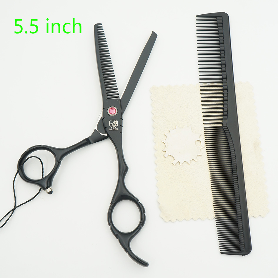 DEGSKL hair cut schaar 5.5 inch professionele kapper kappers schaar salon haar dunner schaar: black thin