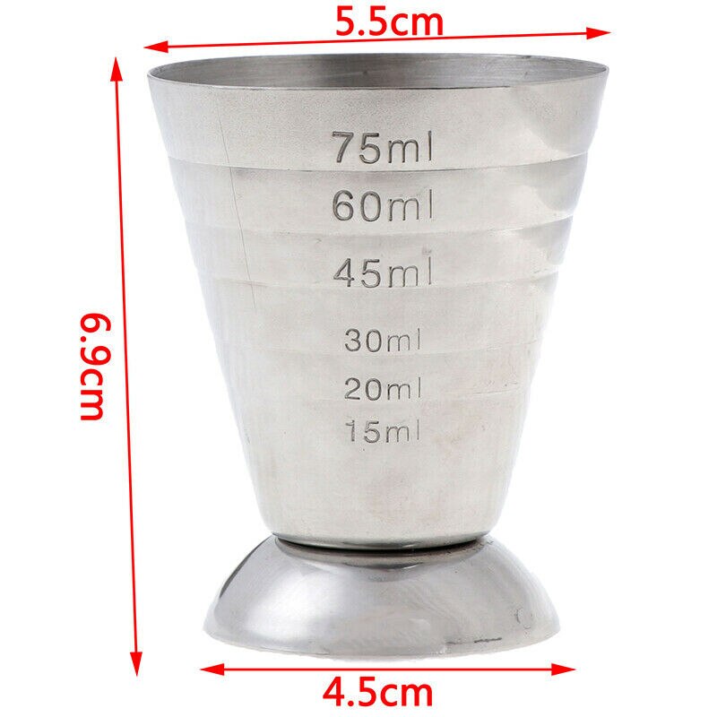 75ml Measure Cup Stainless Steel Jigger Shot Drink Spirit Mixed Cocktail Beaker Stainless Steel 304 Magic Measuring Cup Jugs