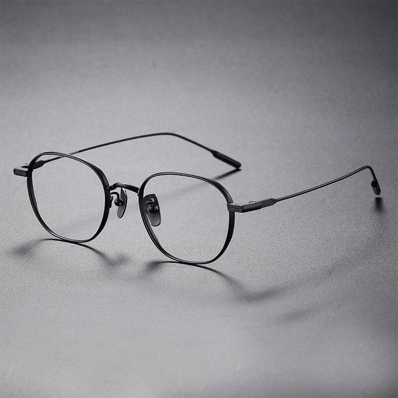 John Lennon-gafas cuadradas hechas a mano para hombre y mujer, marco de titanio puro, graduadas, Vintage, para miopía óptica, nuevas: Black