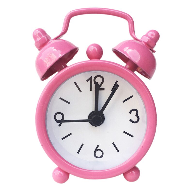 Mini Alarm Clock Electronic Round Number Double Bell Desk Table Digital Quartz Clock Home Decoration Retro Portable