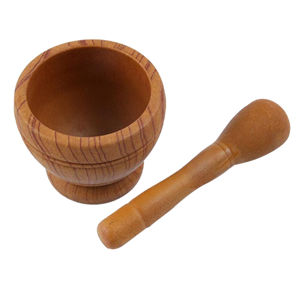 Hvidløg pund presse hakker støder krydderi knuser morter krydderi skål: Træ b